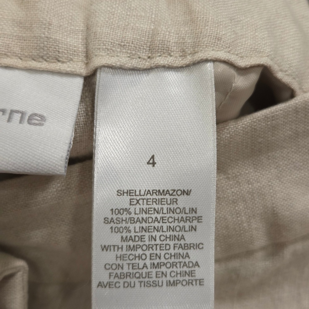 Liz Claiborne Audra 100% Linen Crop Pants Womens Size 4 Coastal Minimalist Chic - Picture 10 of 14